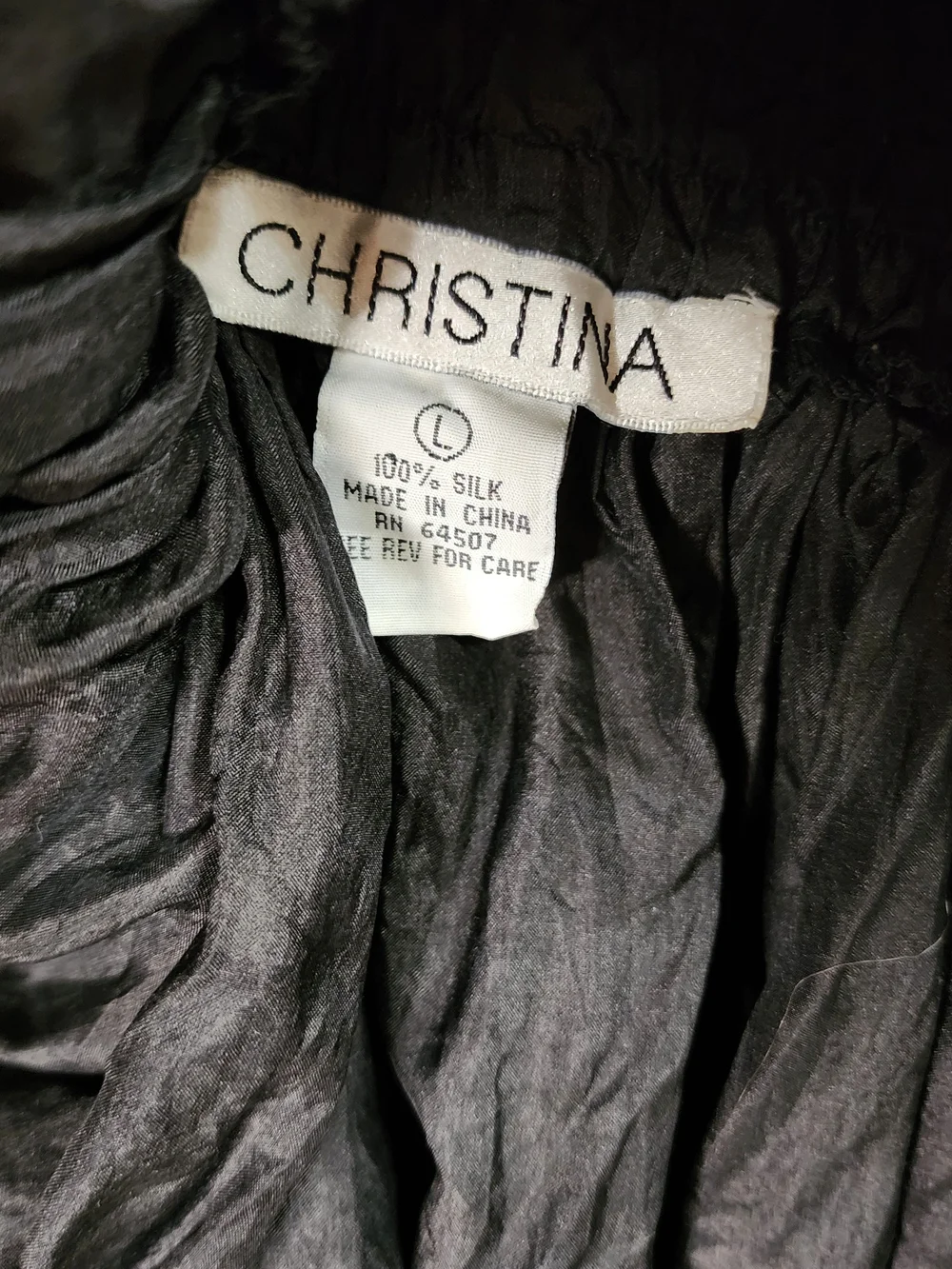 Vintage Christina Silk Crinkle Broomstick Maxi Skirt Black Size L Boho Whimsical